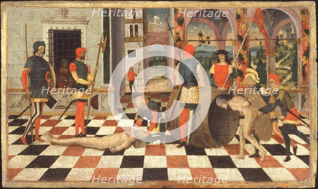 Torture of Marcus Atilius Regulus, Second Half of the 15th century. Creator: Mocetto, Girolamo (c. 1470-1531).