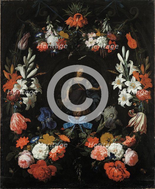 Garland of Flowers, ca 1675. Artist: Mignon, Abraham (1640-1679)