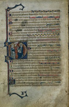 Leaf from a Psalter: Historiated Initial D with The Trinity, c.1310. Creator: Master of the Queen Mary Psalter (English), follower of.