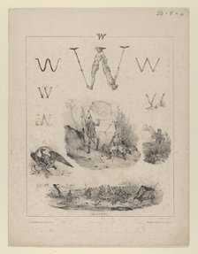 The letter "W": Washington, Wagram, Waterloo, 1833. Creator: Victor Adam.