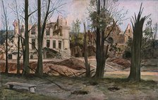 'Les ruines du chateau de Soulir, pres de Vailly, au Sud-Ouest de Craonne' 1917. Creator: Francois Flameng.