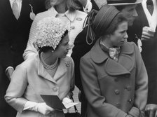 Queen Elizabeth II and Princess Anne at the Derby at Epsom, 4th June 1969. Artist: Unknown