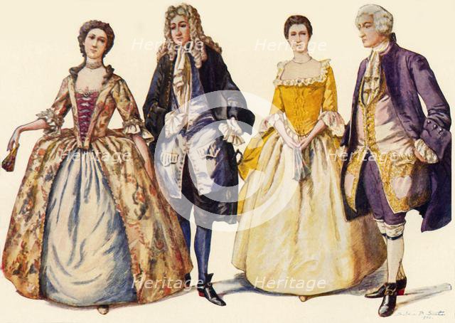 'Clothing Reigns of Queen Anne and George I, 1702-1725', 1903, (1937). Creator: Unknown.