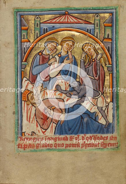 The Suicide of Herod, about 1190-1200; text added about 1480-1490. Creator: Unknown.