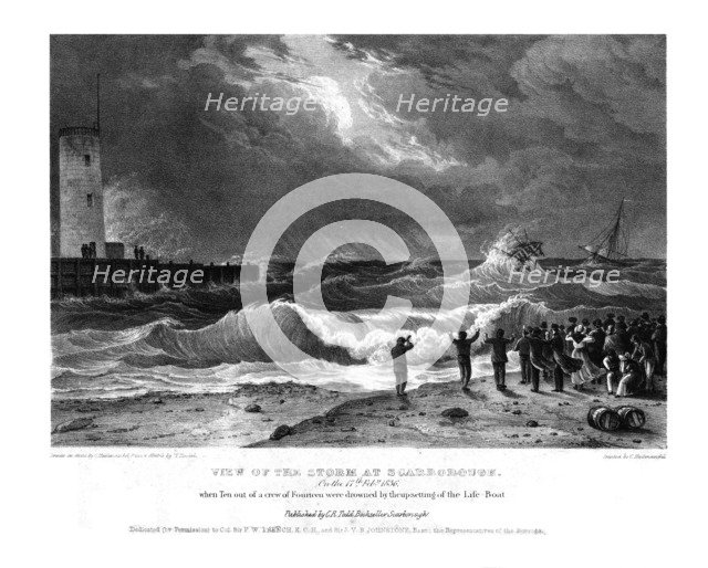'View of the Storm at Scarborough on the 17th February 1836.' Creator: Charles Joseph Hullmandel.