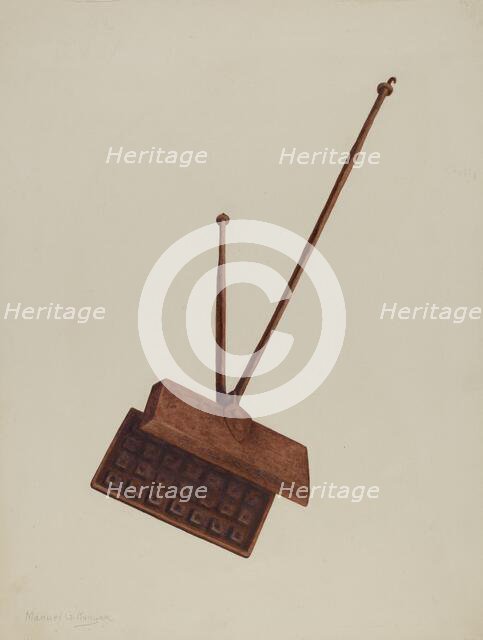 Fireplace Waffle Iron, c. 1939. Creator: Manuel G. Runyan.