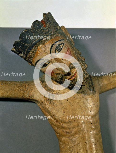 Detail of Christ of Solsona, polychromed carving c. 1300.