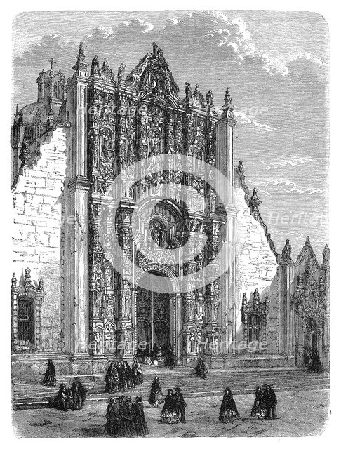 Entrance to the Cathedral of Mexico City, late 19th century. Artist: Unknown