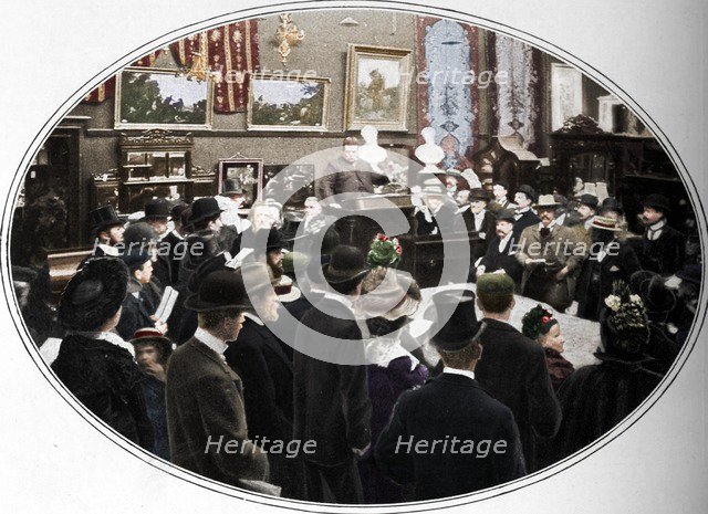 Auction in progress at Phillips auctioneers, London, c1901 (1901). Artist: Unknown.