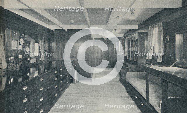 'Control Centre of the Empress of Britain, chart-room and  wheel-house', 1936. Artist: Unknown.