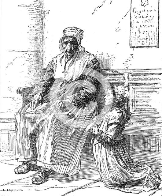 Illustrated handbooks to the picture exhibitions: "The Grandmother" by L. A. Lhermitte, 1880. Creator: Unknown.