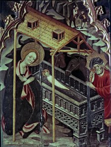  'The Birth of Jesus', finishing of the altarpiece of Guimerà, tempera on wood, by Ramon de Mur.