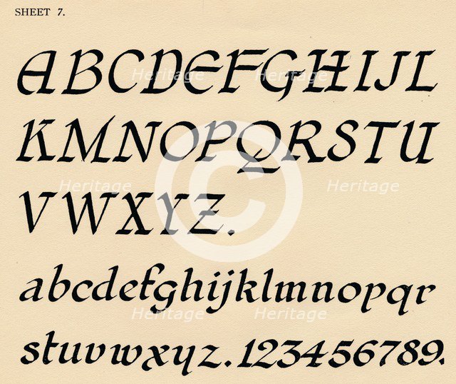 Sheet 7, from a portfolio of alphabets, 1929. Artist: Unknown.