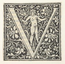 Initial letter V with putto, 1496., 1496. Creator: Anon.