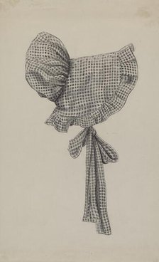 Doll's Gingham Sunbonnet, c. 1936. Creator: Bertha Semple.