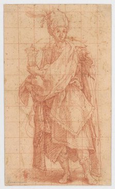 Study of a male figure with a goblet (one of the kings from "The Adoration"), 1550/1600. Creator: Unknown.