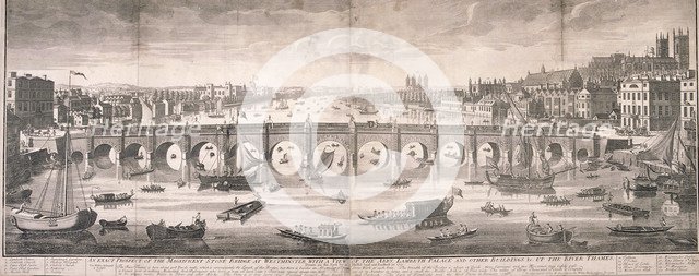 View of Westminster Bridge, London, 1751. Artist: T Willson