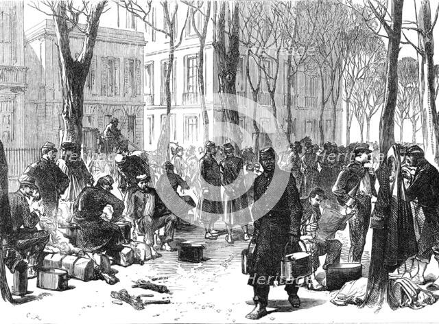 National Guards at breakfast in the streets of Bordeaux, 1871. Creator: C. R..