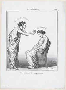 Une séance de magnétisme, 1869. Creator: Honore Daumier.