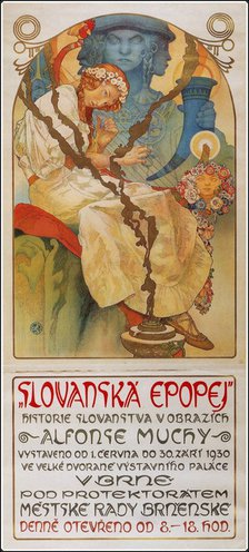 Poster for the exhibition The Slav Epic (Slovanská epopej), 1928. Artist: Mucha, Alfons Marie (1860-1939)