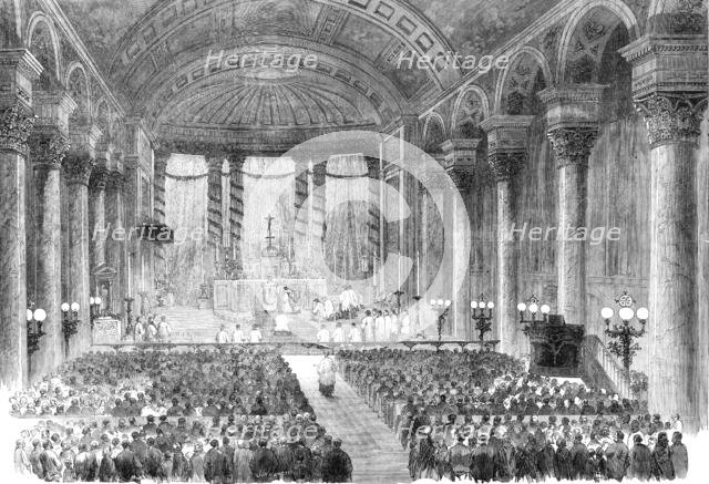 Midnight Mass at St. Mary's, Moorfields, on Christmas Eve, 1862. Creator: J. Williamson.