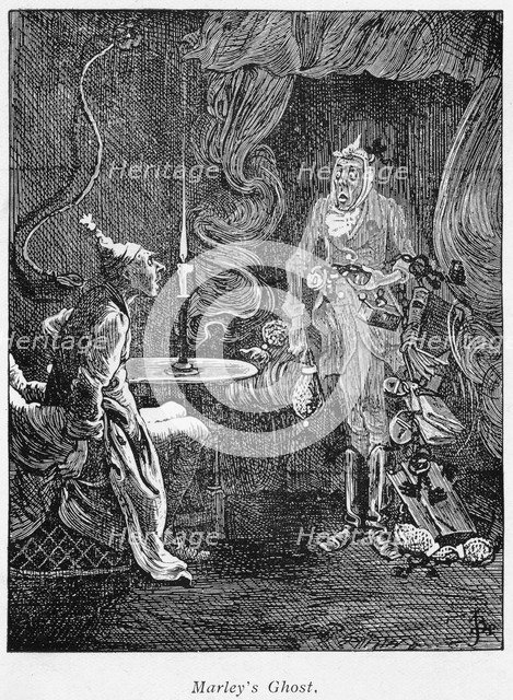 Scene from A Christmas Carol by Charles Dickens, 1843. Artist: Unknown