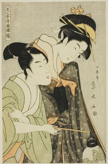 Osome and Hisamatsu, from the series "Beauties in Joruri Roles", c. 1795. Creator: Ichirakutei Eisui.