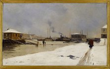 Lower port of Pont de Tolbiac, during the flood, 1887. Creator: Pierre Vauthier.