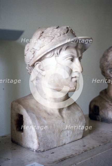 Marble bust of Greek general and statesman Pyrrhus of Epirus, c319BC-272 BC Artist: Unknown.