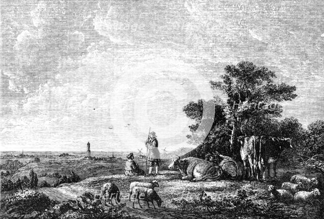 "Noon-Day Rest" - painted by Cuyp, 1856.  Creator: Unknown.