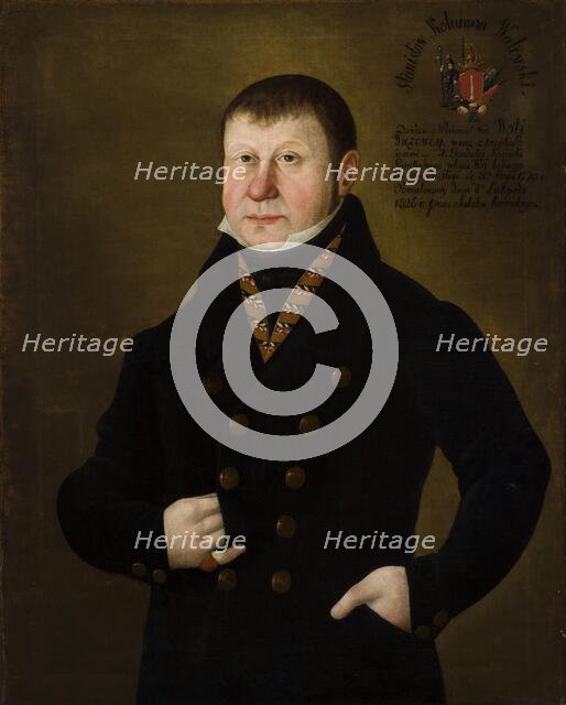 Portrait of Stanislaw Walewski Coat of Arms Kolumna, 1826. Creator: Jakub Rucinski.