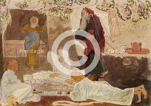 'Three pilgrims visiting Abraham', mid 19th century, (1965). Creator: Aleksandr Ivanov.