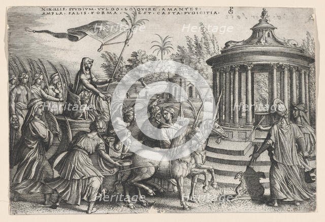 The Triumph of Chastity on Love, from the Triumphs of Petrarch. Creator: Georg Pencz.