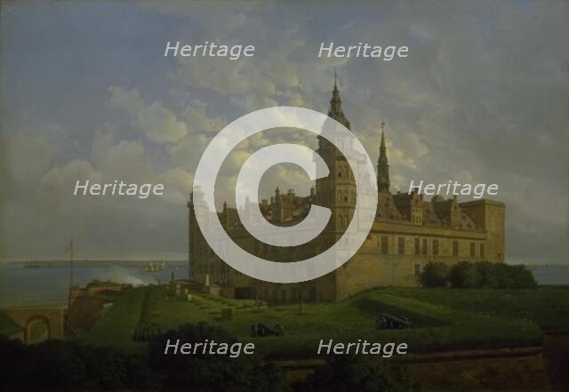 Kronborg seen from the north bastion, 1848. Creator: Joachim Ferdinand Richardt.