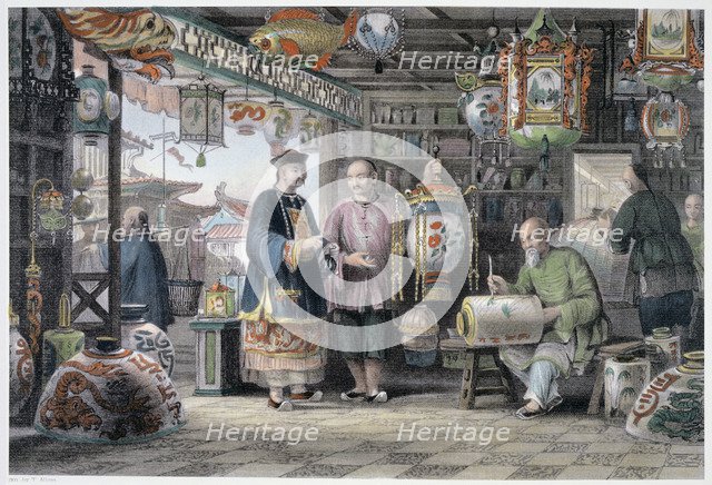 'Showroom of a Lantern Merchant in Peking', China, 1843. Artist: Thomas Allom