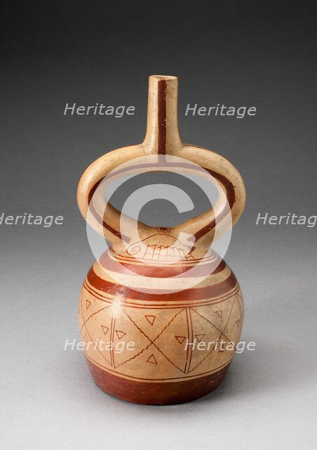 Stirrup Spout Vessel with Geometric Motifs, 100 B.C./A.D. 500. Creator: Unknown.