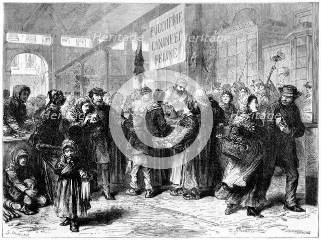 Dog and cat meat butcher in Paris, Franco-Prussian War, 1871. Artist: Unknown