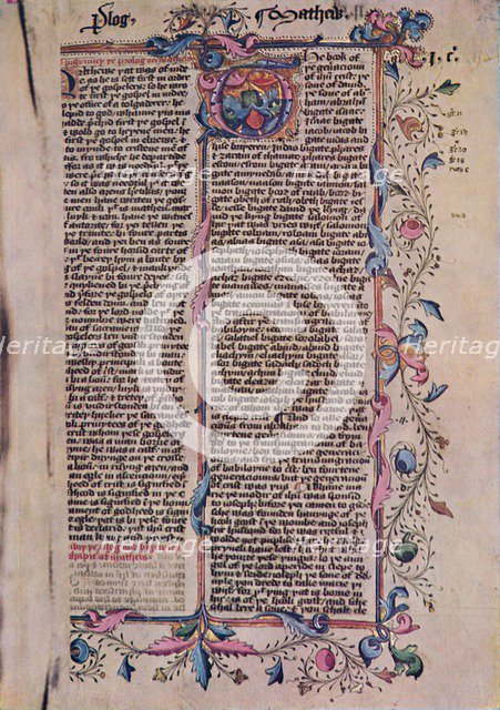 'First Page of St Matthew's Gospel', 15th century, (1947). Artist: Unknown.