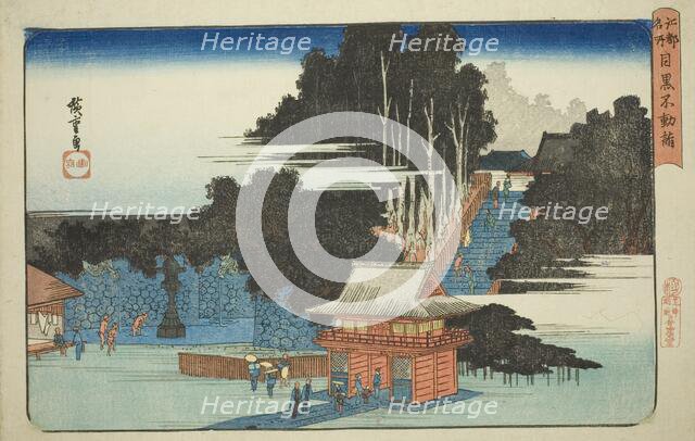 Visiting the Fudo Temple in Meguro (Meguro Fudo mode), from the series "Famous Places...c1832/34. Creator: Ando Hiroshige.