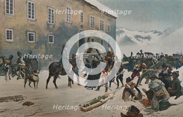 ''Bonaparte Received By The Monks of Mount St. Bernard. Passage of the Alps, May 1800', (1896). Artist: Unknown.