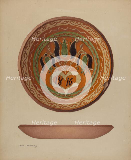 Pa. German Scraffito Plate, c. 1941. Creator: Aaron Fastovsky.