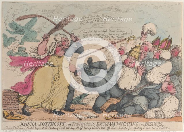 Joanna Southcott the Prophetess Excommunicating the Bishops, September 20, 1814., September 20, 1814 Creator: Thomas Rowlandson.