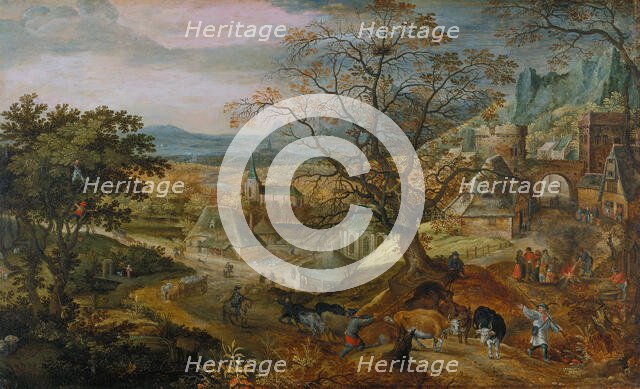Landscape with Village: "Autumn", c1600. Creator: Jacob Savery I.