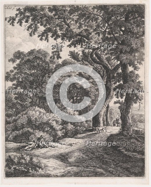 Two Travelers Resting in the Woods, 17th century., 17th century. Creator: Anthonie Waterloo.