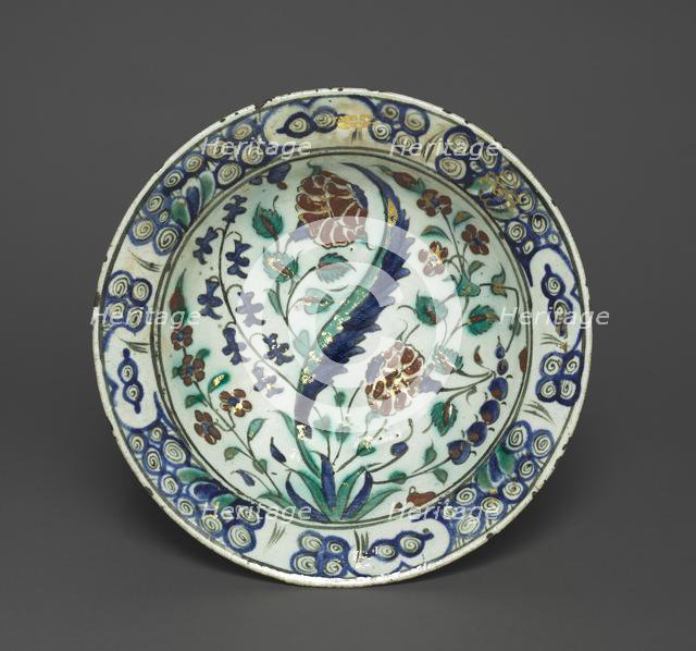 Gilded Dish with Flowers and Leaves, c. 1590. Creator: Unknown.