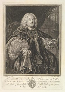 The Right Reverend Father in God, Dr. Benjamin Hoadly, Lord Bishop of Winchester, Prelate ..., 1743. Creator: Bernard Baron.