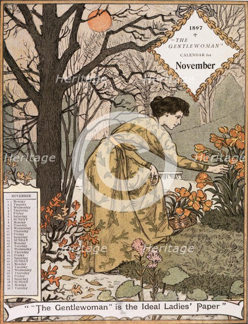 "The Gentlewoman" Calendar for November 1897. Creator: Unknown.