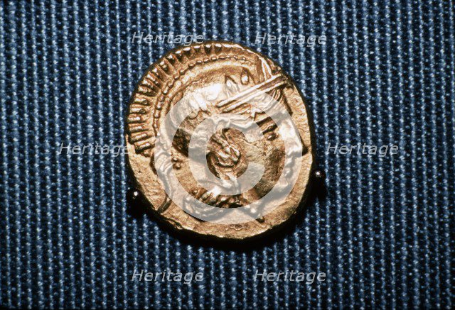 Head of Athena on a coin struck by Lachares during his attempt at coup, 300BC-295 BC Artist: Unknown.