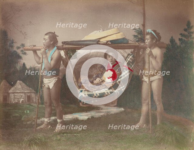 Kago Travelling Chair, 1870s-1890s. Creator: Kusakabe Kimbei.