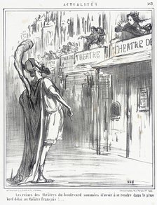 Les reines des théâtres du boulevard..., 1858. Creator: Honore Daumier.